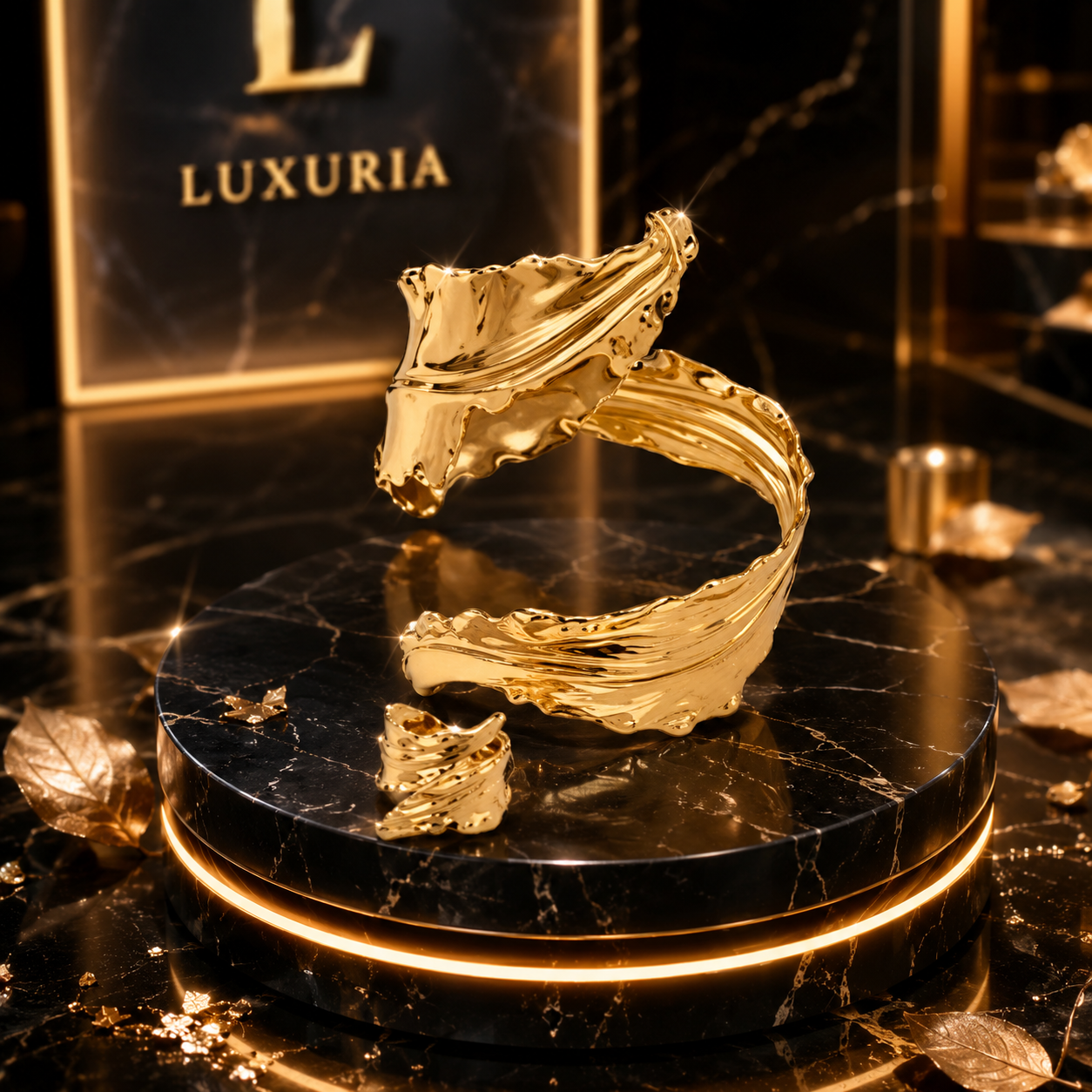bracelet Feuille D'or luxe taille unique