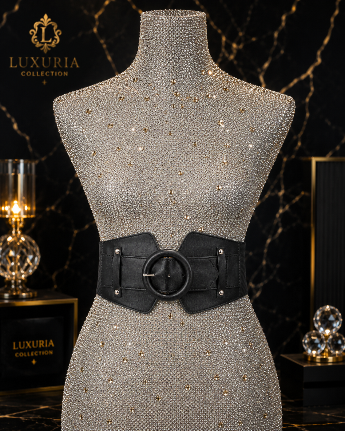 Ceinture Large Élastique Style Corset — 7,5cm, Taille 64-90cm, Noir, Kaki & Rouge