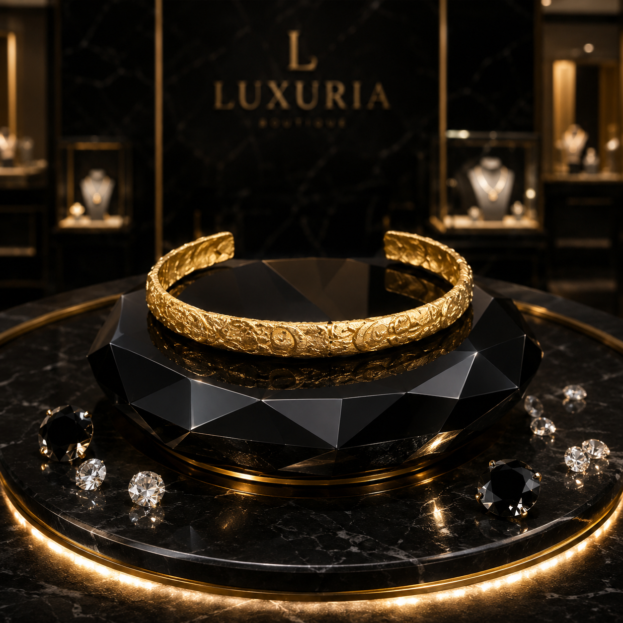 Jonc Céleste Doré — Bracelet Manchette Soleil, Lune & Étoiles en Acier Inoxydable Plaqué Or