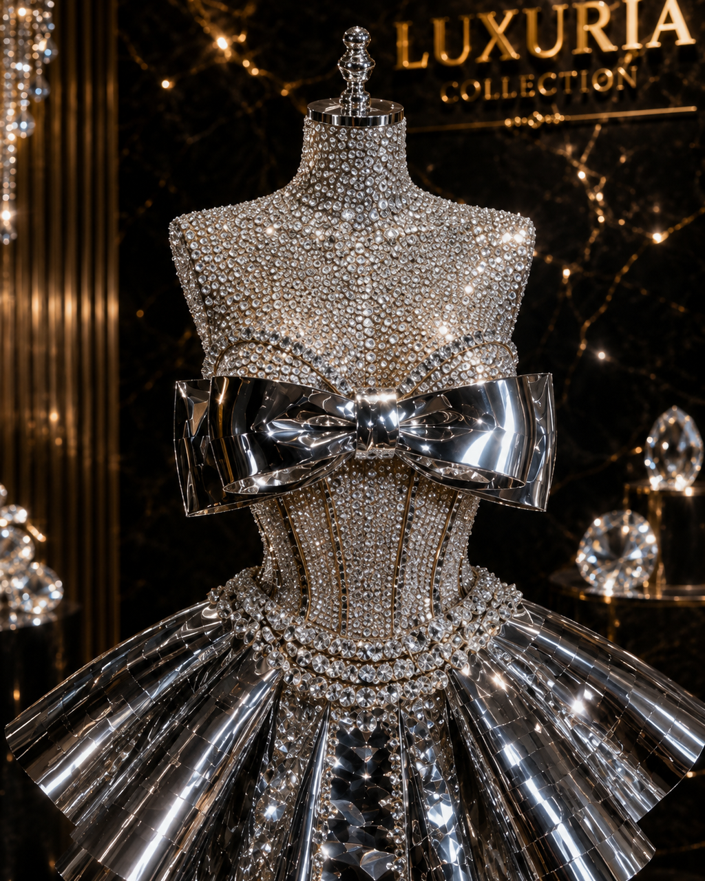 Robe Deux Pièces Sequins Argentés & Strass — Tenues de Soirée Luxe