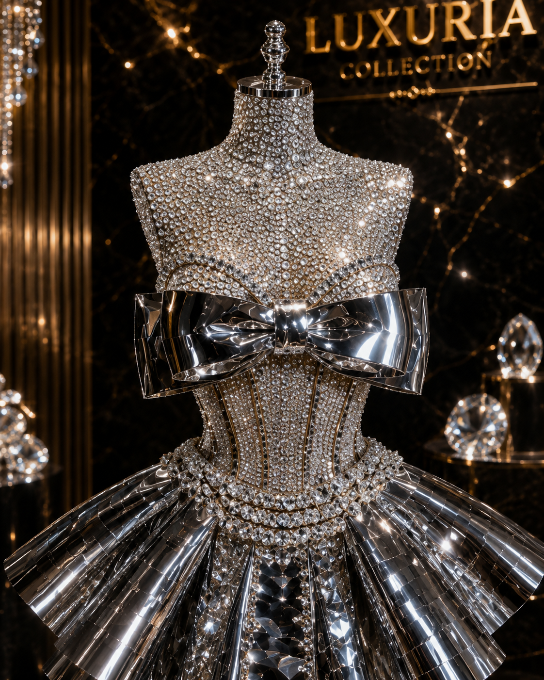 Robe Deux Pièces Sequins Argentés & Strass — Tenues de Soirée Luxe