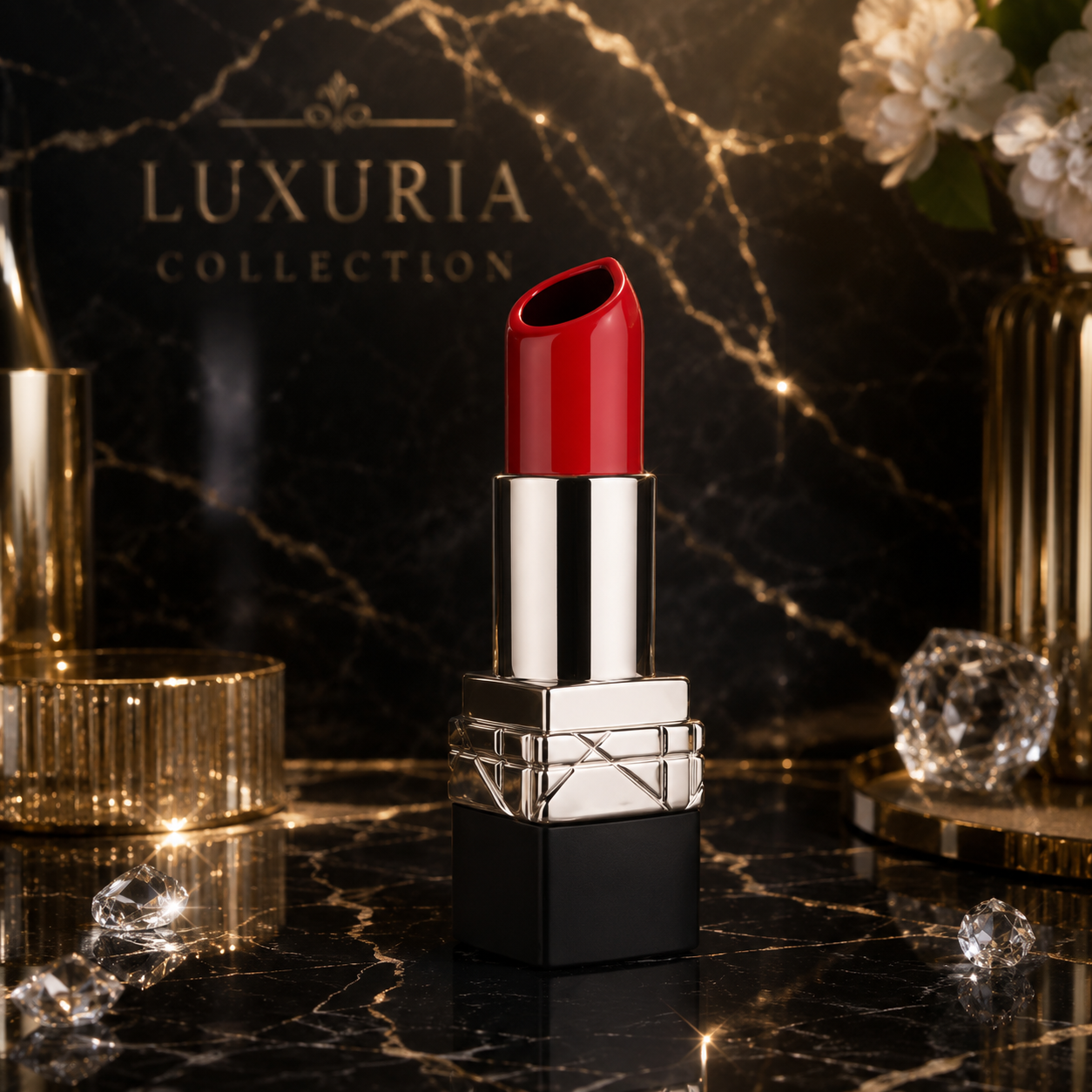 Vase Forme Rouge à Lèvres en Céramique Noire — Déco Luxe Moderne