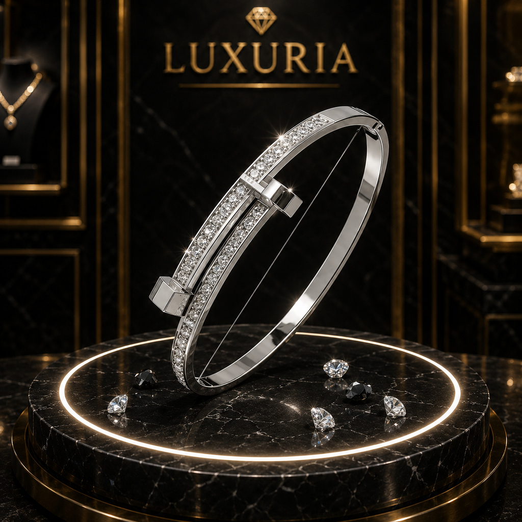 Jonc Zircon Éclat — Bracelet effet Plaqué Or blanc et jaune 18K & Strass