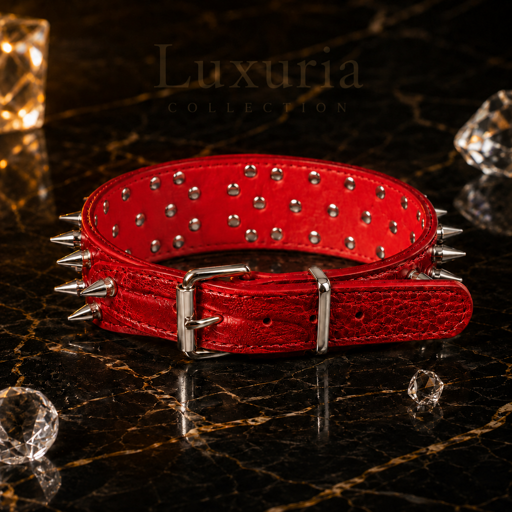 Collier Chien à Rivets – Cuir PU Résistant | Noir, Rouge & Marron | Tailles M à XXL