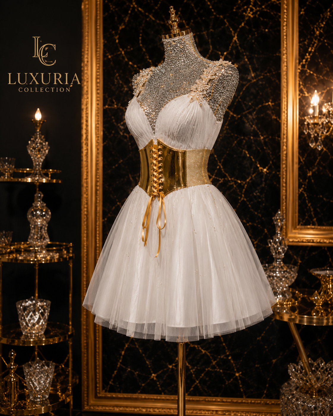 Ceinture Corset Large Dorée — Cuir PU Élastique, Style Luxe Vintage, Taille 60-80cm