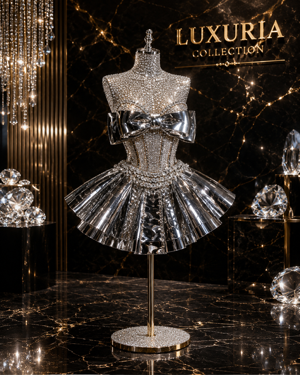 Robe Deux Pièces Sequins Argentés & Strass — Tenues de Soirée Luxe