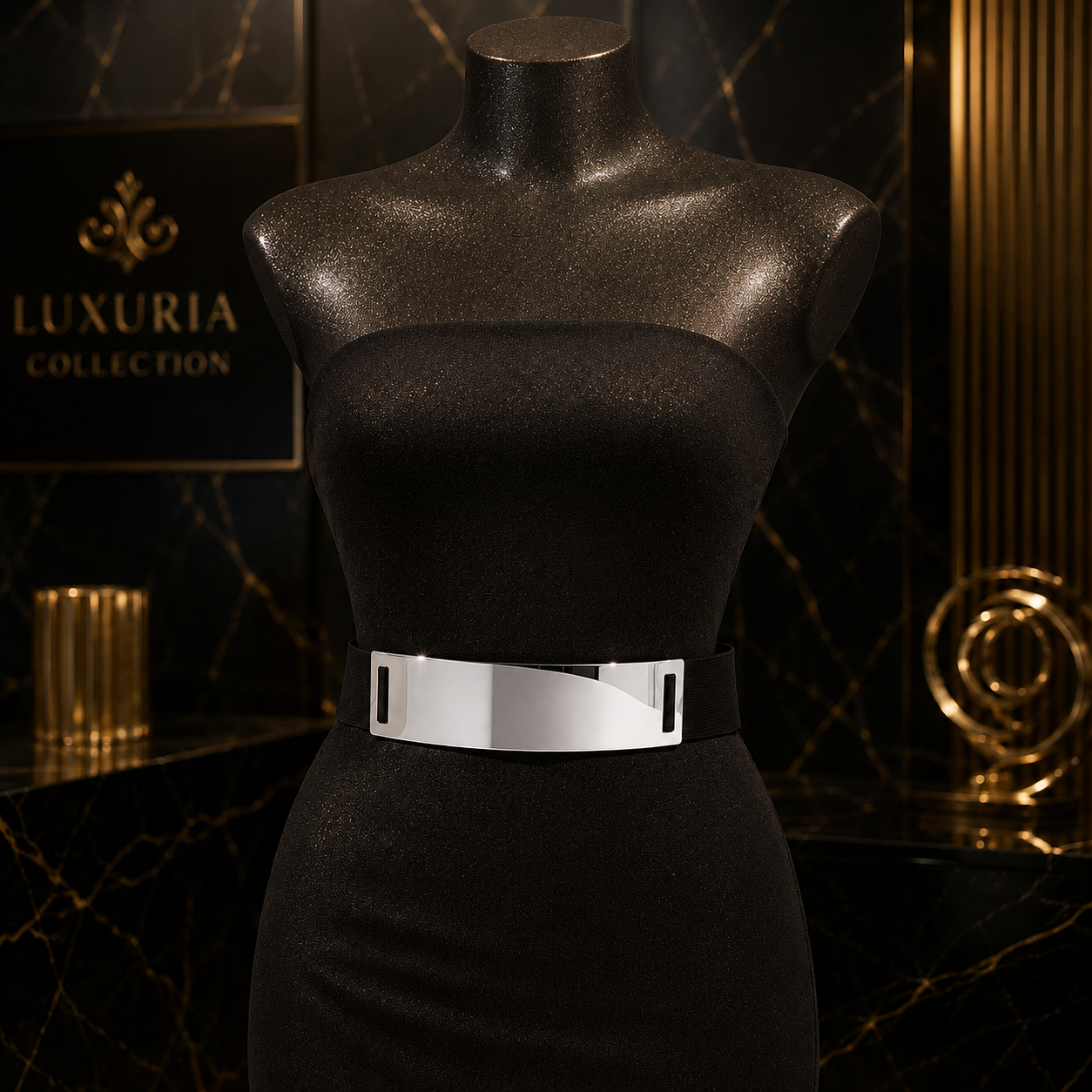 Ceinture Métallique Brillante Y2K — Style Punk Élégant, Argent & Or, Réglable 70-90cm