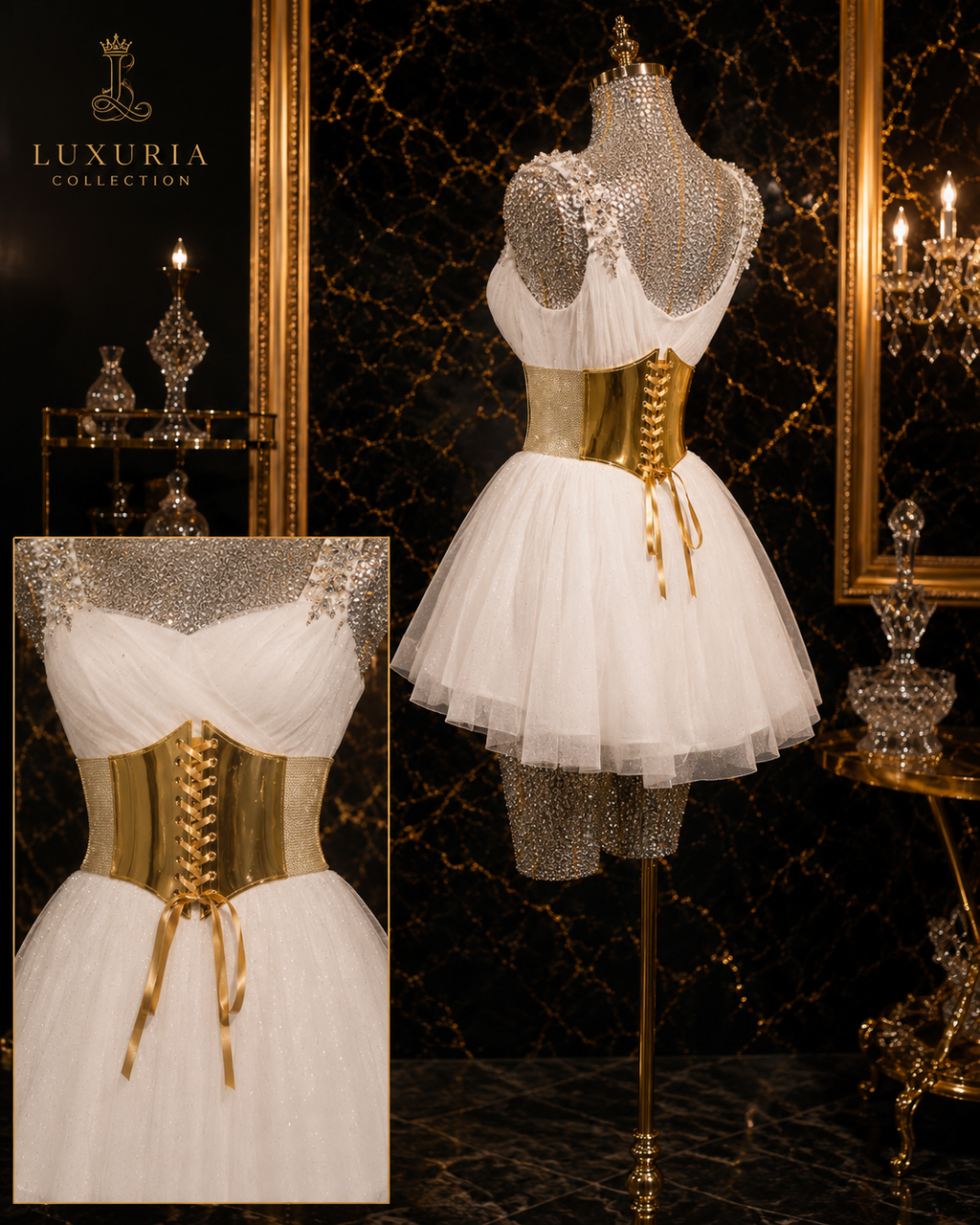 Ceinture Corset Large Dorée — Cuir PU Élastique, Style Luxe Vintage, Taille 60-80cm