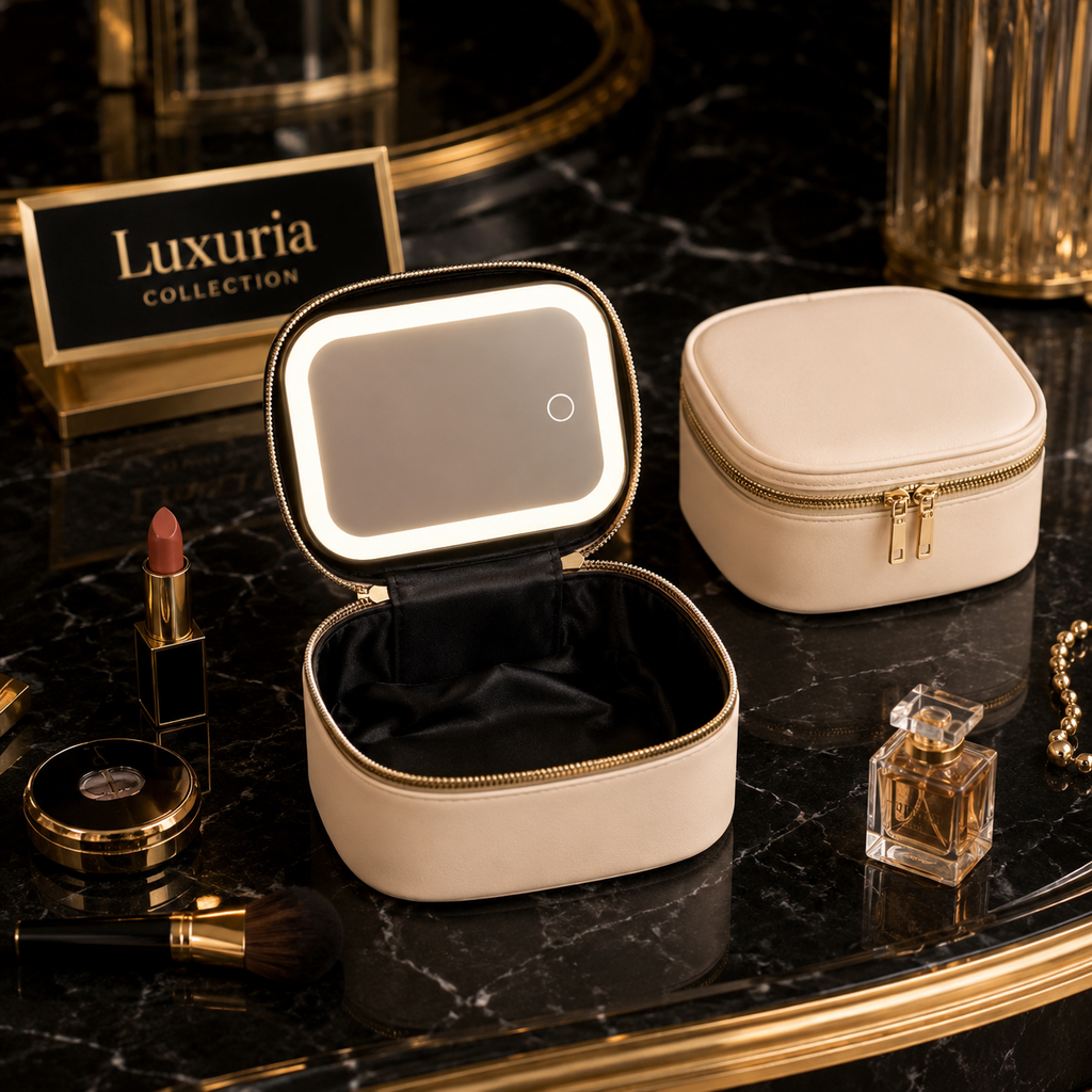 Mini Trousse de Maquillage avec Miroir — LED Ajustable ou Classique, 5 Coloris, Compacte & Voyage